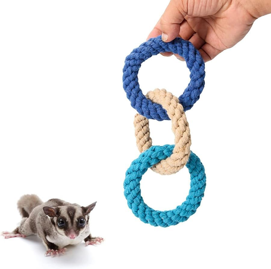 Sugar Glider Hanging Three-Ring Climbing Toys Bird Toy with Hooks Cage Hanging Pet Climbing Rope Hamster Swing Accessory (Multiple Colors, 34 * 10 * 10Cm) image number 1