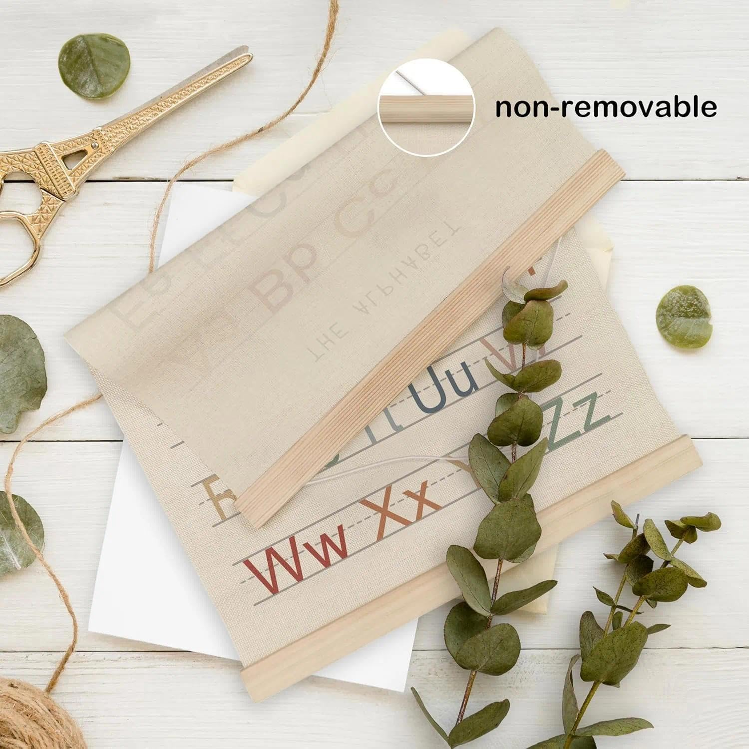 Alphabet Numbers Poster Hanger for Nursery & Kids Room Decor - 12X16 Inch (30X40 Cm) Wooden Frame with Twine, Educational Wall Art for Toddlers, Classrooms & Playroom CRFY image number 6