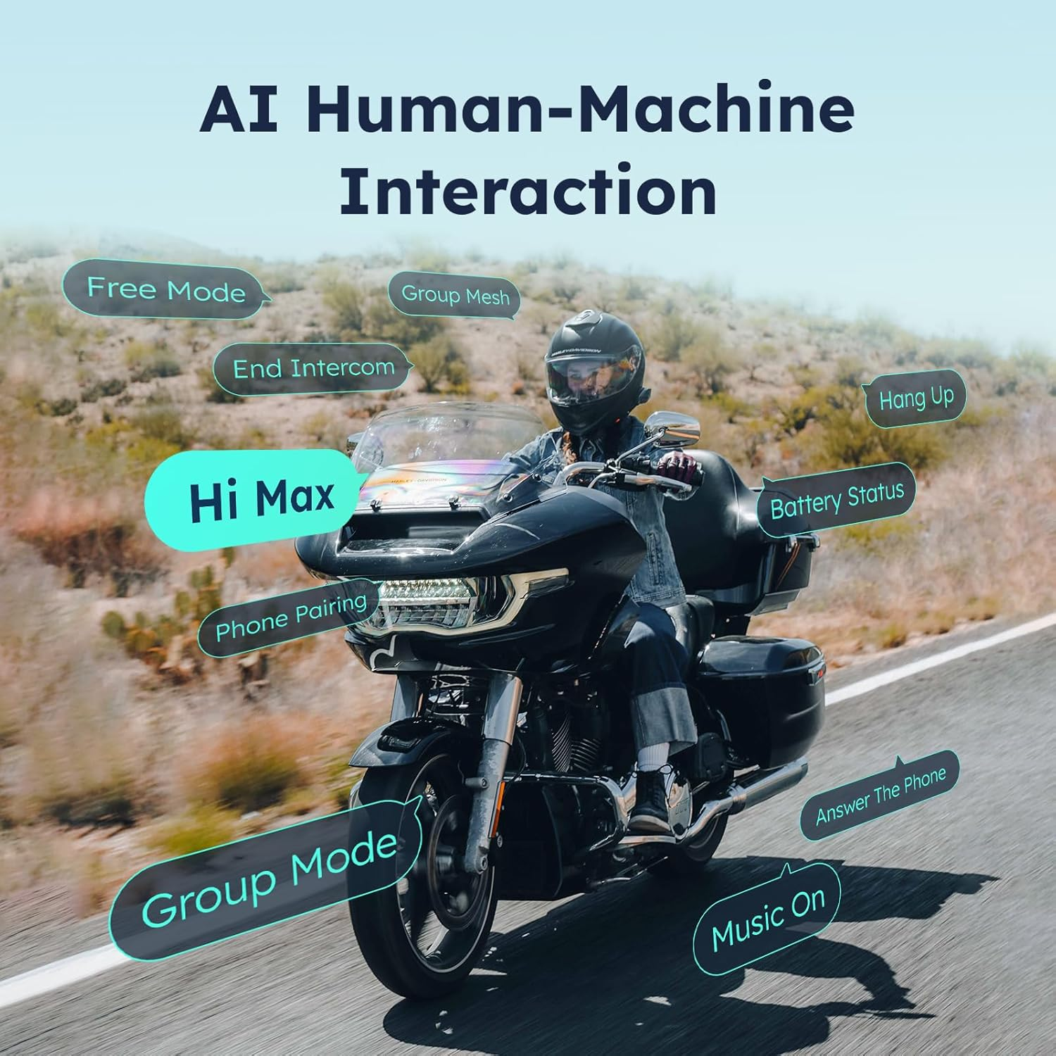 ASMAX F1 Motorcycle Bluetooth Headset with Hi-Fi Speakers for Atv/Snowmobile/Ski, 10 Riders Mesh Helmet Communication Systems with FM Radio, AI Voice Control Motorcycle Intercom with Fast Charging image number 6