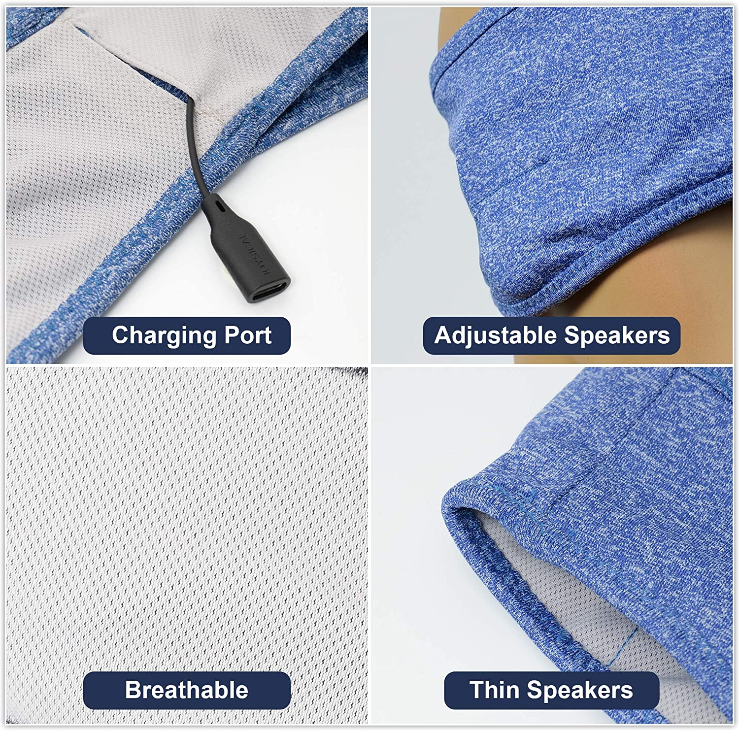 Sleep Headphones Bluetooth Sleeping Headband, Lavince Sleeping Headphones Music Sports Headphones Headband, Soft Bluetooth Headband for Side Sleepers, Birthday Christmas Sleeping Gifts for Women Men - Blue image number 5