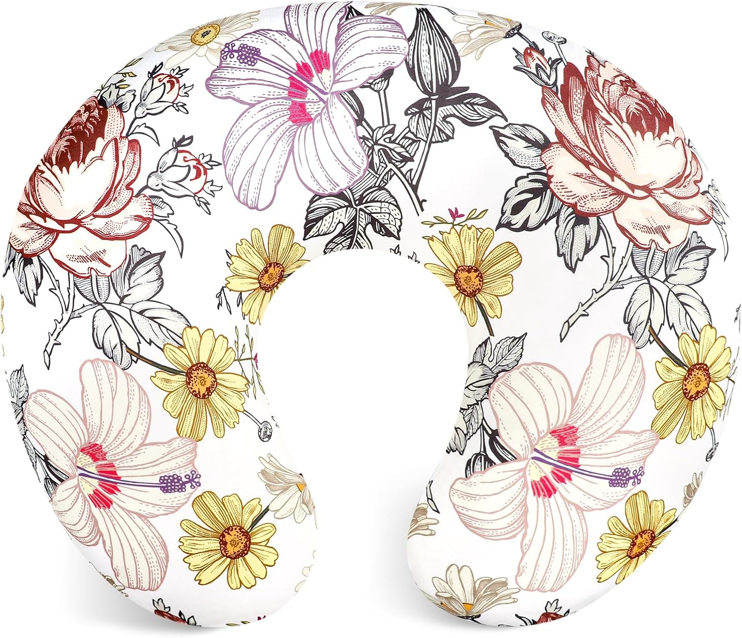 Purple Floral Wisteria Nursing Pillow Cover, Nursing Pillowcase Set for Baby Boy or Baby Girl, Nursing Pillow Slipcover Cushion Cover, Soft Fabric for Snuggling Baby, Suitable for Nursing Pillows