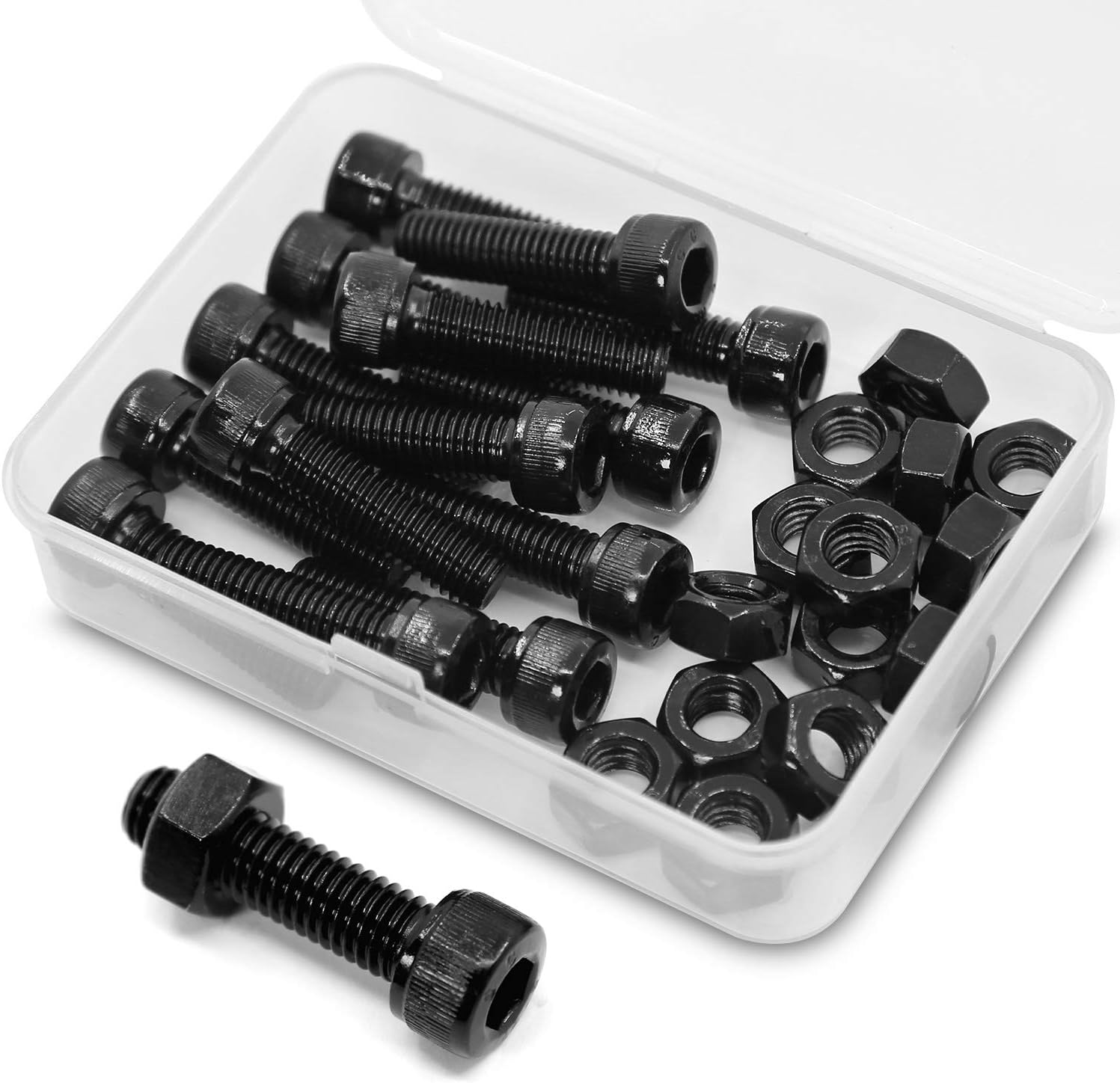 (15 Sets) M8 X 30Mm Bolts and Nuts Set Socket Head Cap Screws 12.9 Grade Alloy Steel Black Full Thread image number 3