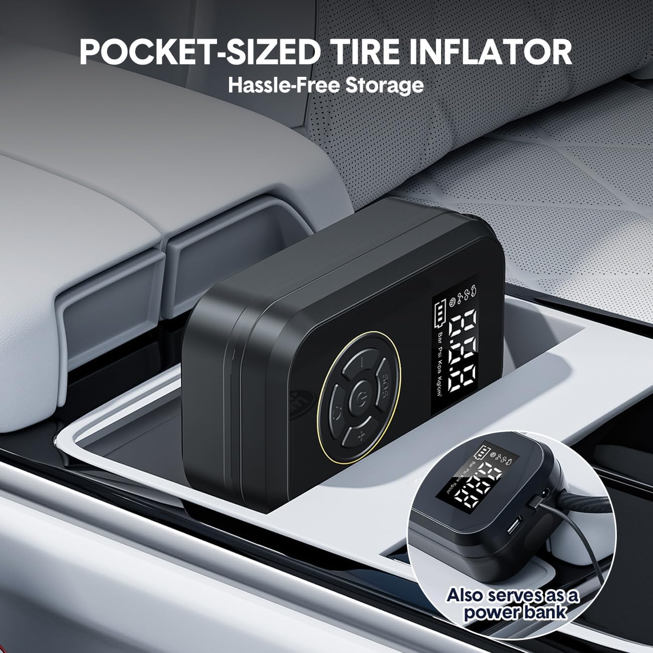 Mershine Inflator Cordless Air Mompressor, Portable Electric Tyre Pump 150 Psi with Digital Display,Air Inflator for Cars, Bike, Basketball image number 2