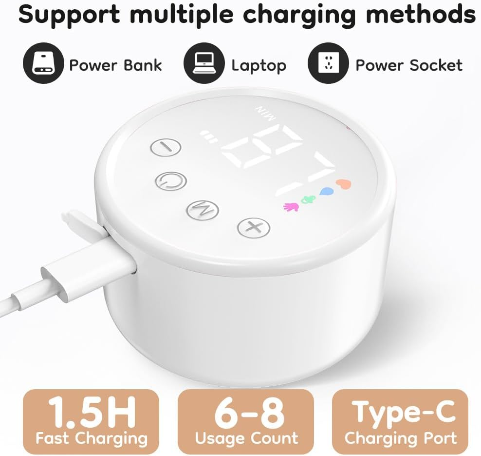 Hands-Free Breast Pump EB29 White, Wearable Pump with Comfortable Double-Sealed Flange(19Mm 24Mm 27Mm), Painless & Silent, 4 Modes & 12 Levels Memory Function for Easy Pumping, Smart Display，8-Piece Set, White image number 5