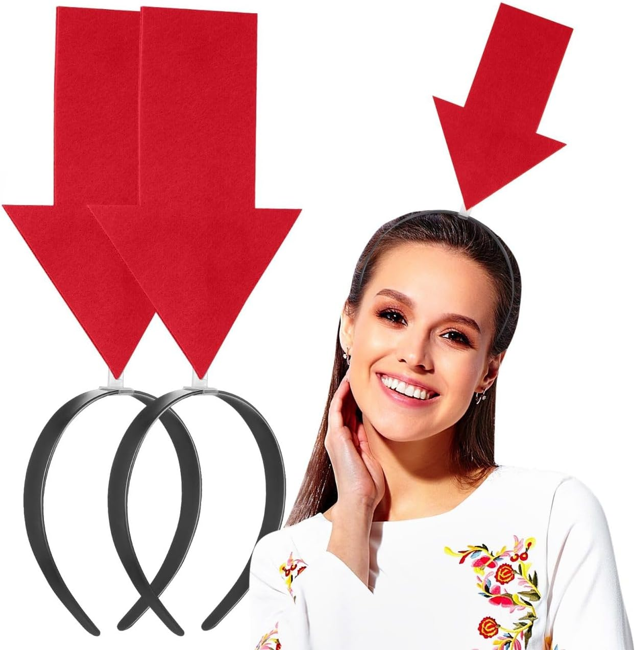 Halloween Headbands for Women Funny Arrow Headband Creative Arrow down Head Bopper Birthday Festival Headdres Novelty Hair Accessories 2Pcs