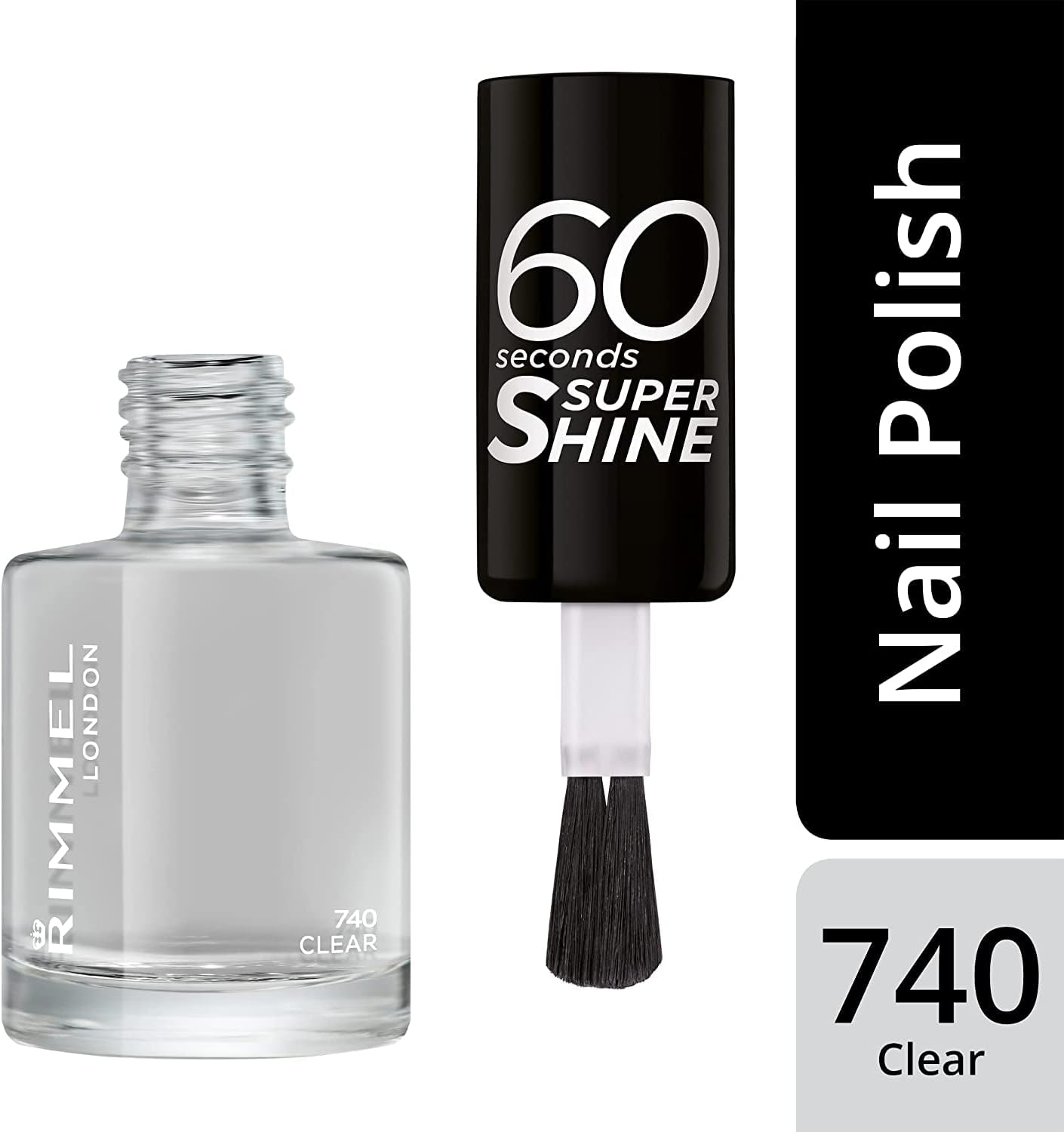 Rimmel London 60 Seconds Super Shine Nail Polish, #740 Clear 8Ml image number 4