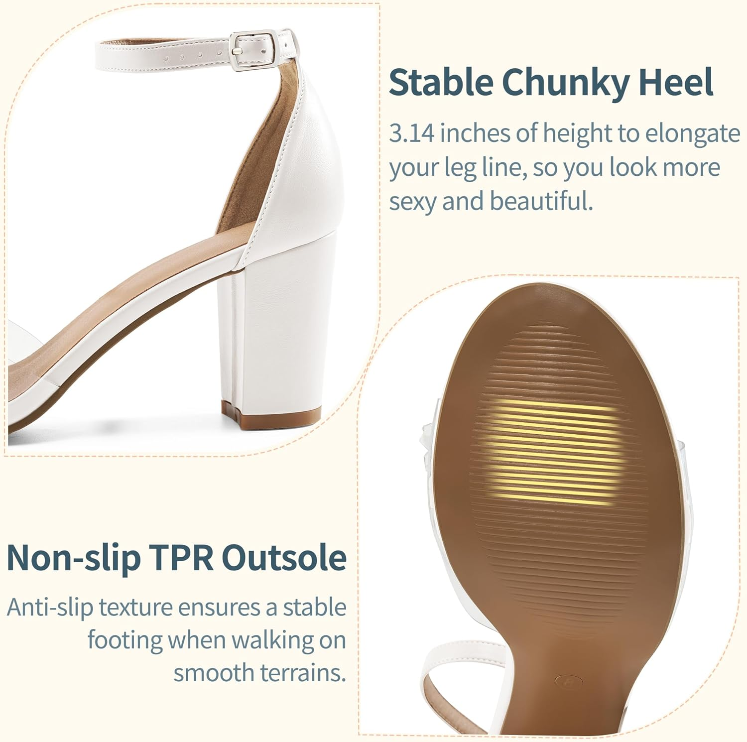 Aomigoct Chunky Heels for Women Wedding: Black 8 Dressy Comfortable High Heeled Sandals for Fashion Bridal with Crystal Decor image number 5