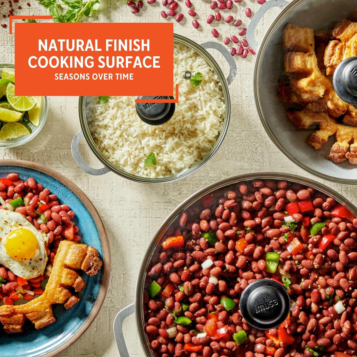 IMUSA Traditional Colombian Natural Caldero Glass Lid 1.4/3.4/6.6 Quart Silver image number 5