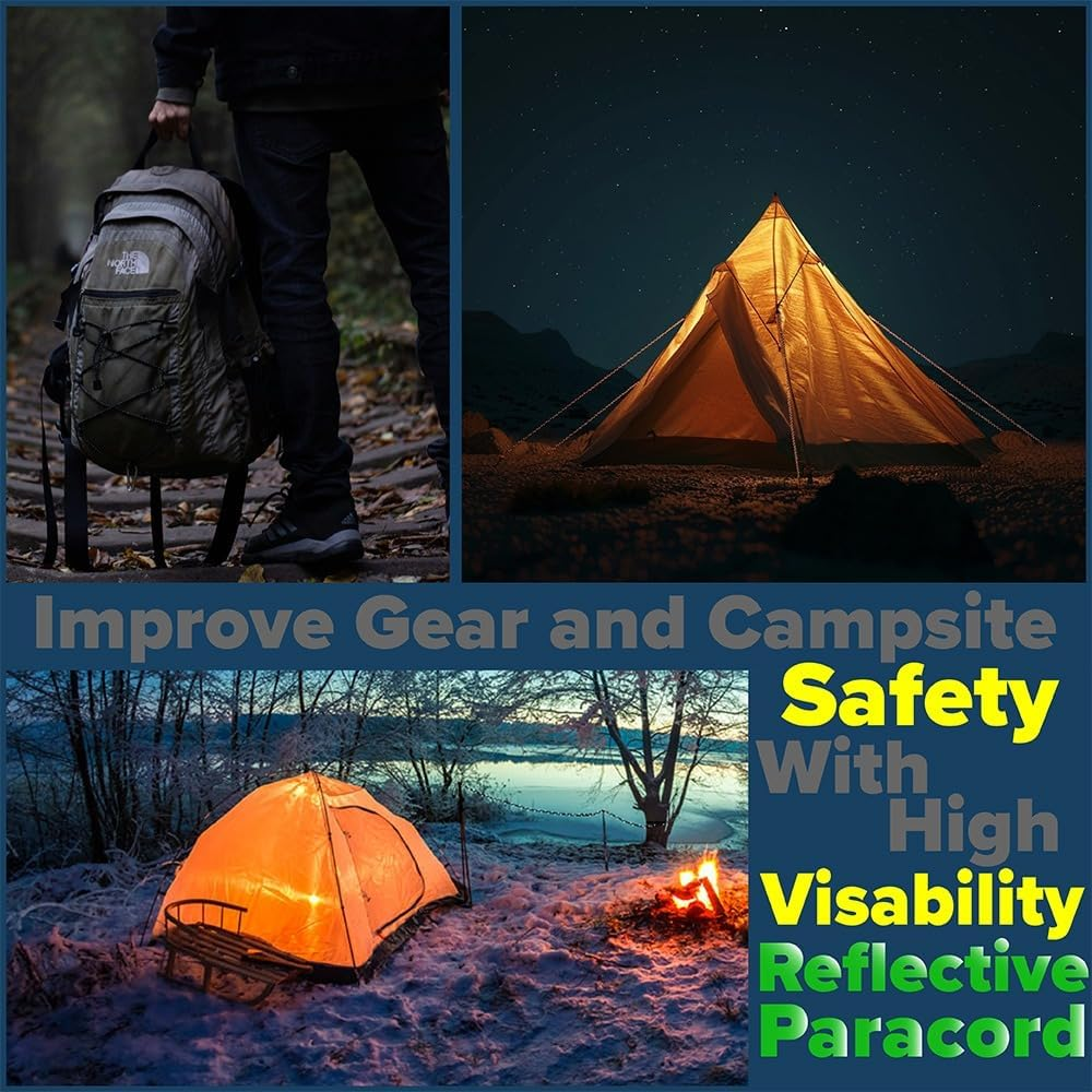 Reflective Type III 550 Paracord - 7 Strand Core - 100% Nylon, Parachute Cord, Commercial Paracord, Survival Cord image number 2