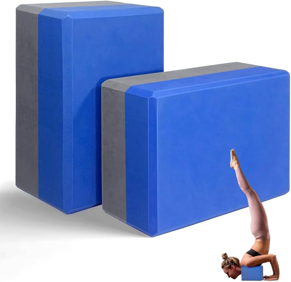 Yoga Blocks 2 Pack Non-Slip Yoga Bricks High Density EVA Foam Blocks Versatile Fitness Bricks for Yoga, Pilates, Meditation