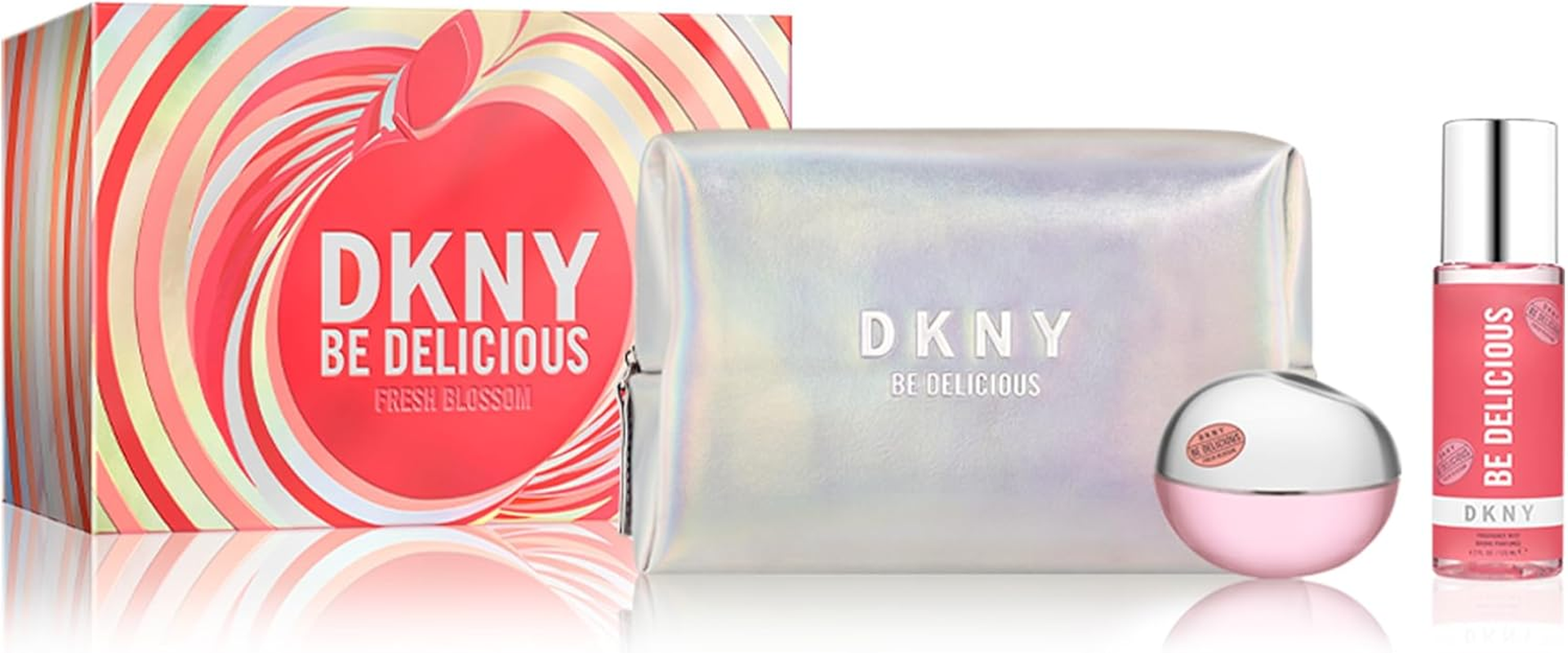 DKNY Be Delicious Fresh Blossom by Donna Karan for Women - 3 Pc Gift Set 3.4Oz EDP Spray, 4.2Oz Fragrance Mist, Pouch