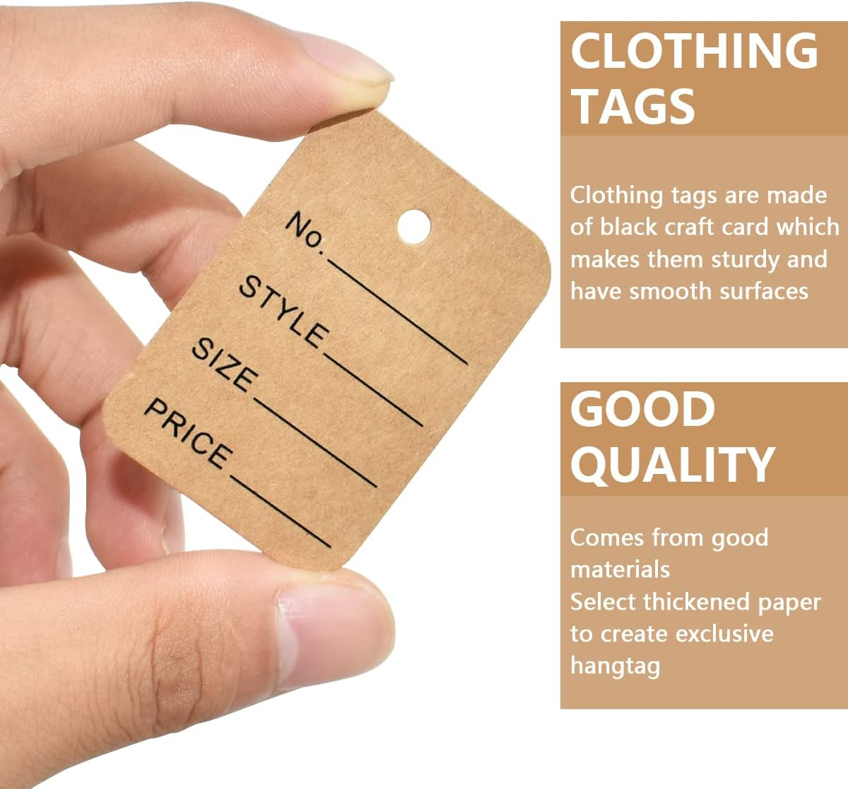1000 Pcs 7 Inch Hang Tag String and Price Tags, Store Clothing Unstrung Coupon with Nylon String Snap Lock Pin Loop Fastener Hook Ties for Clothes Retail Store (Brown) - Brown image number 5