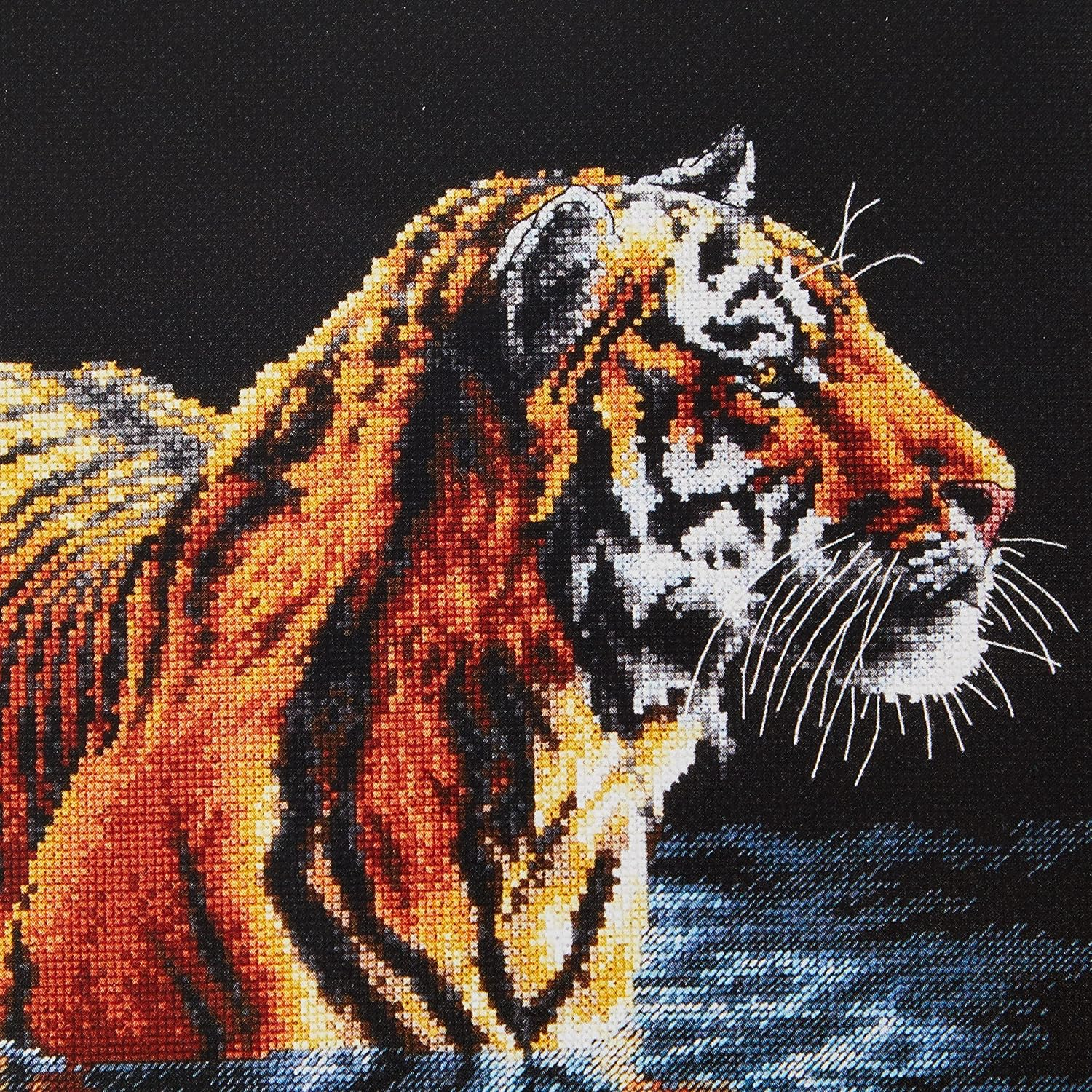 Dimensions 'Tiger Chilling Out' Counted Cross Stitch Kit, 18 Count Black Aida, 9" X 14" image number 2