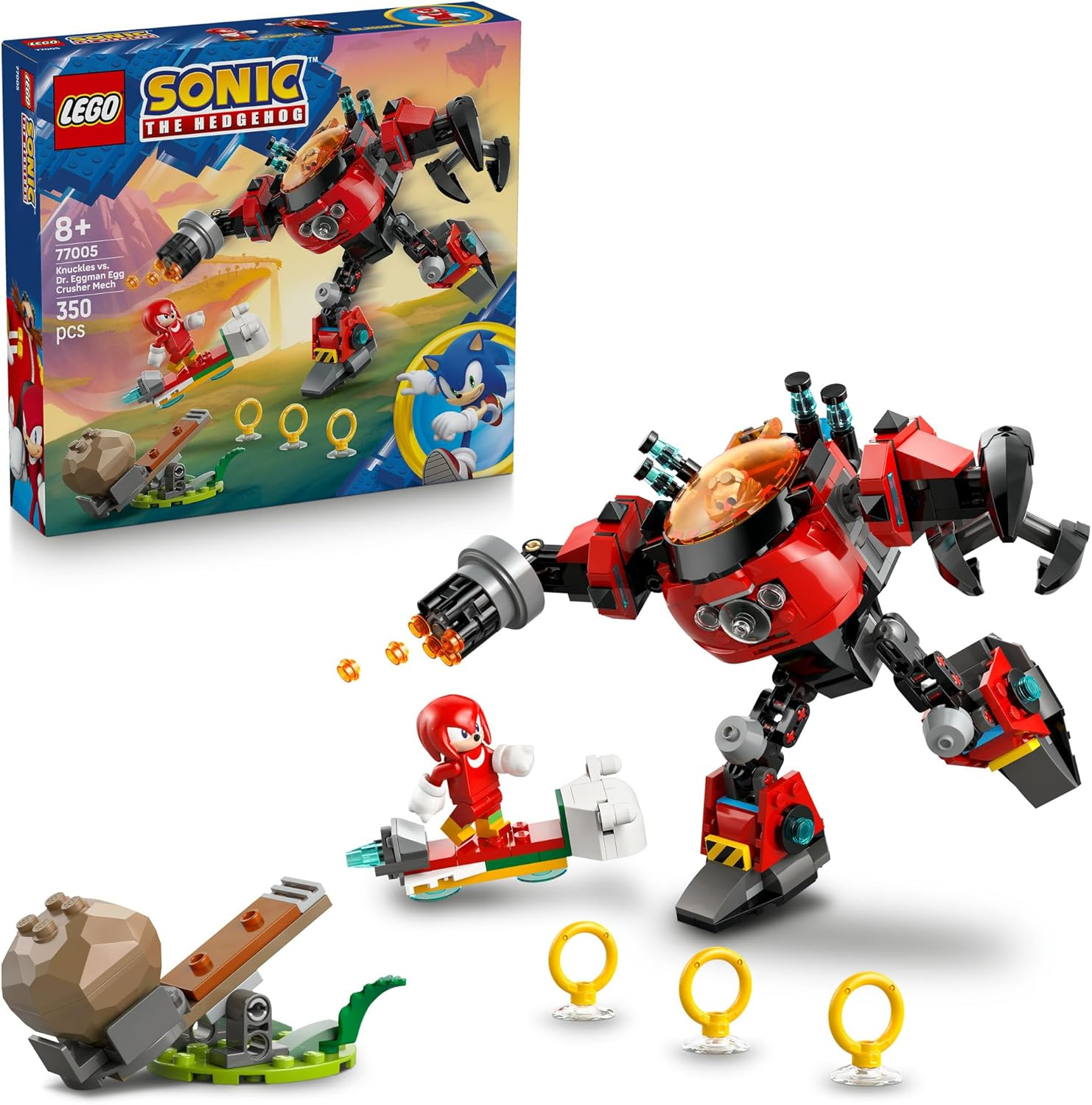 LEGO&reg; Sonic the Hedgehog&trade; Knuckles Vs. Dr. Eggman Egg Crusher Mech Toy 77005 Interactive Set for Kids, Fun Toy for Gamers, Boys, Girls and Fans Aged 8 Years and over Who Love Gaming Merch image number 3