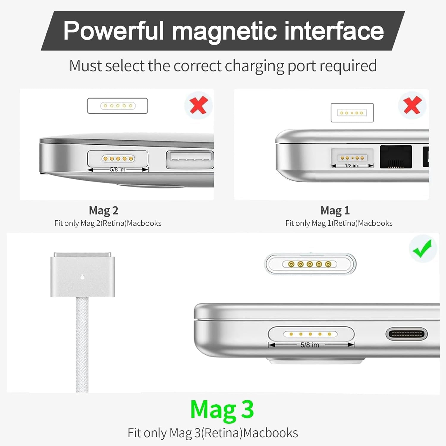 Laptop Charger for Macbook Pro 14 16 Inch 2023 2022 2021 M3 M2 M1, 2022 2023 2024 Macbook Air 13 14 15 Inch, 96W USB-C to Mag 3 Power Adapter, Powerful Connect, Original Quality image number 6