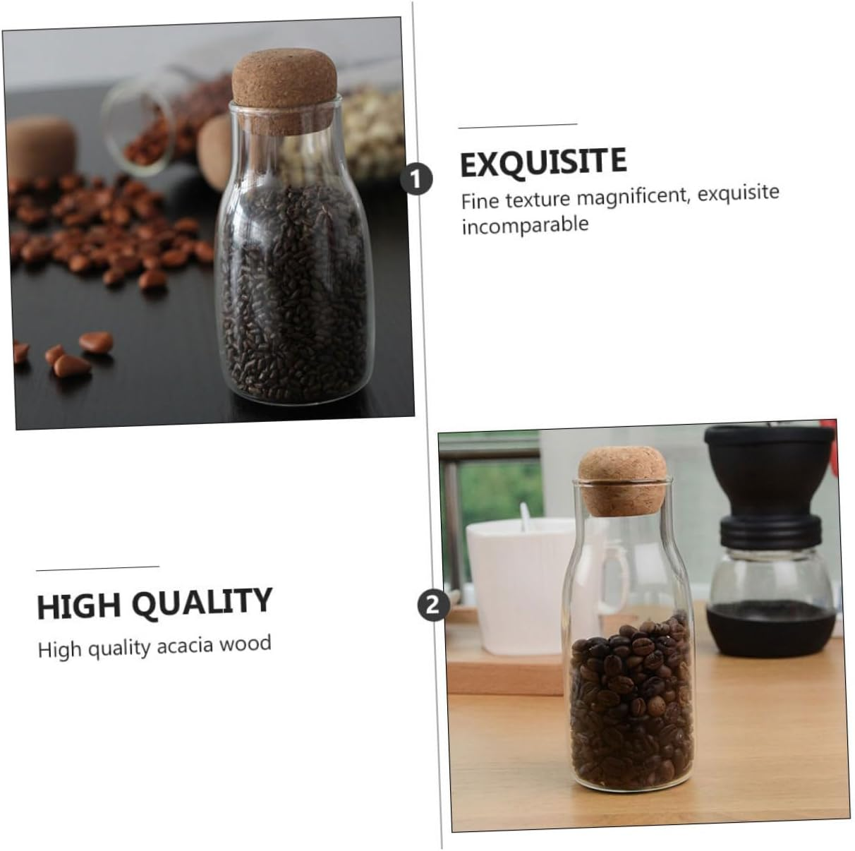 UTHCLO 2Pcs Kitchen Storage Jars High Borosilicate Containers Heat Resistant Sealed Canisters for Food Beans Cookies Tea for Home Organization image number 2