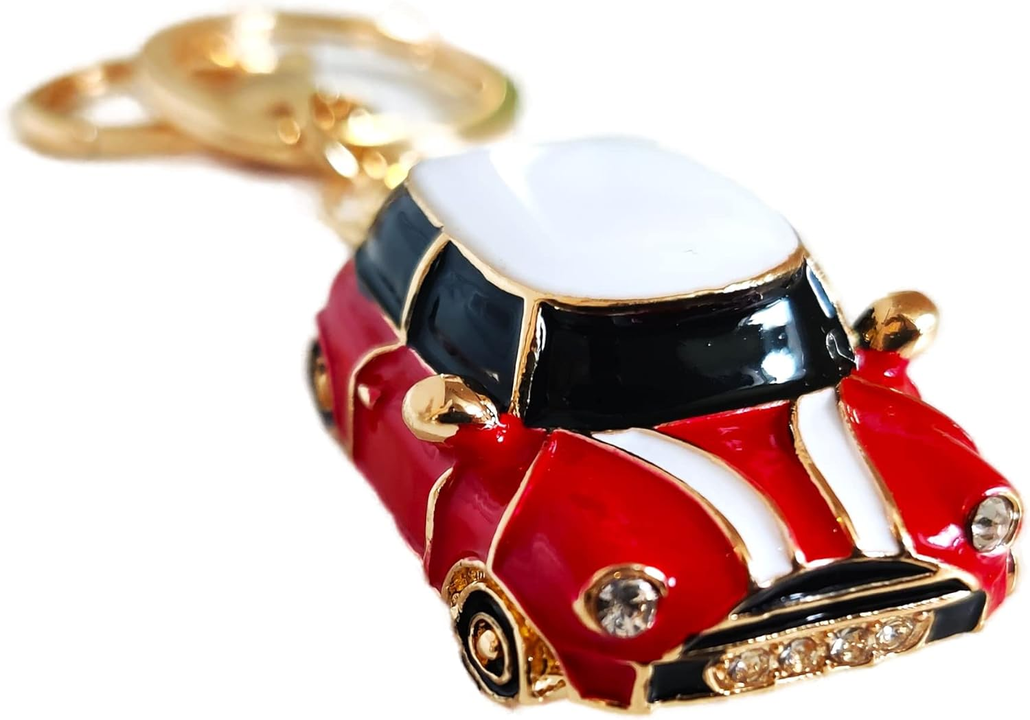 Mini Style Car Keychain Gift Rhinestone Detail Cooper Novelty (Blue (Gold Trim))