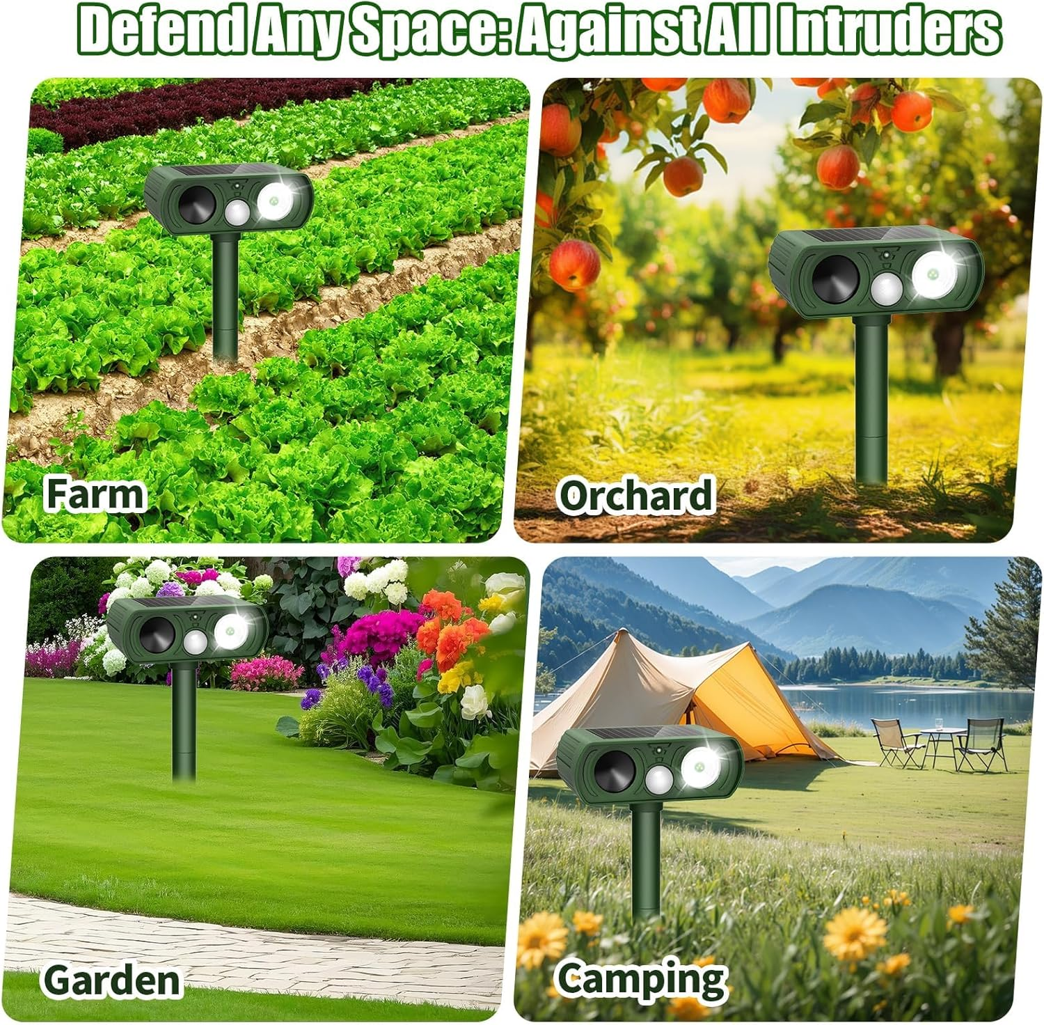 Solar Ultrasonic Animal Repellent, Deer Repellent Devices with Motion Detection Waterproof, Cat Repeller Outdoor Squirrel Skunk Rabbit Dog Raccoon Bird Deterrents Animal Repeller for Yard, 1 Pack image number 3