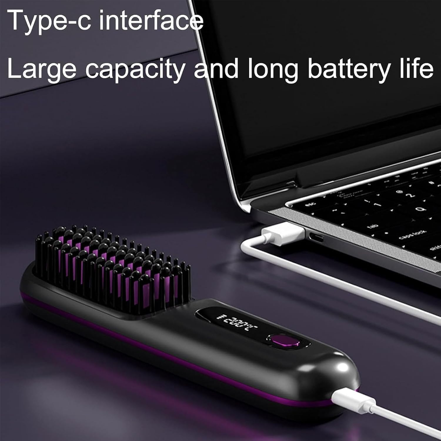 2025 New Cordless Hair Straightener Brush, 2 in 1 Portable Straightener Brush with LED Screen, Rechargeable Hair Heated Brushes for All Hair Type (Pink) image number 6