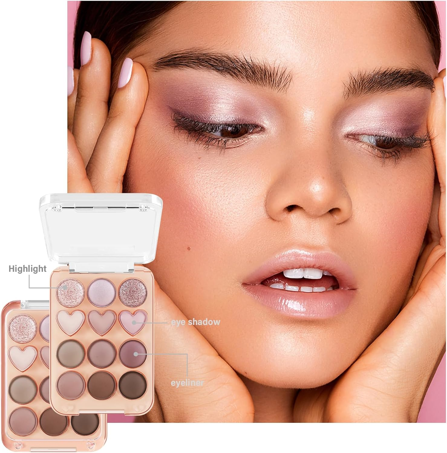 Boobeen Colorful Eyeshadow Palette, Blendable Shimmer and Matte Nudes Shades, 12 Pigmented Powder, Bright Eye Makeup Palette - 01 image number 2
