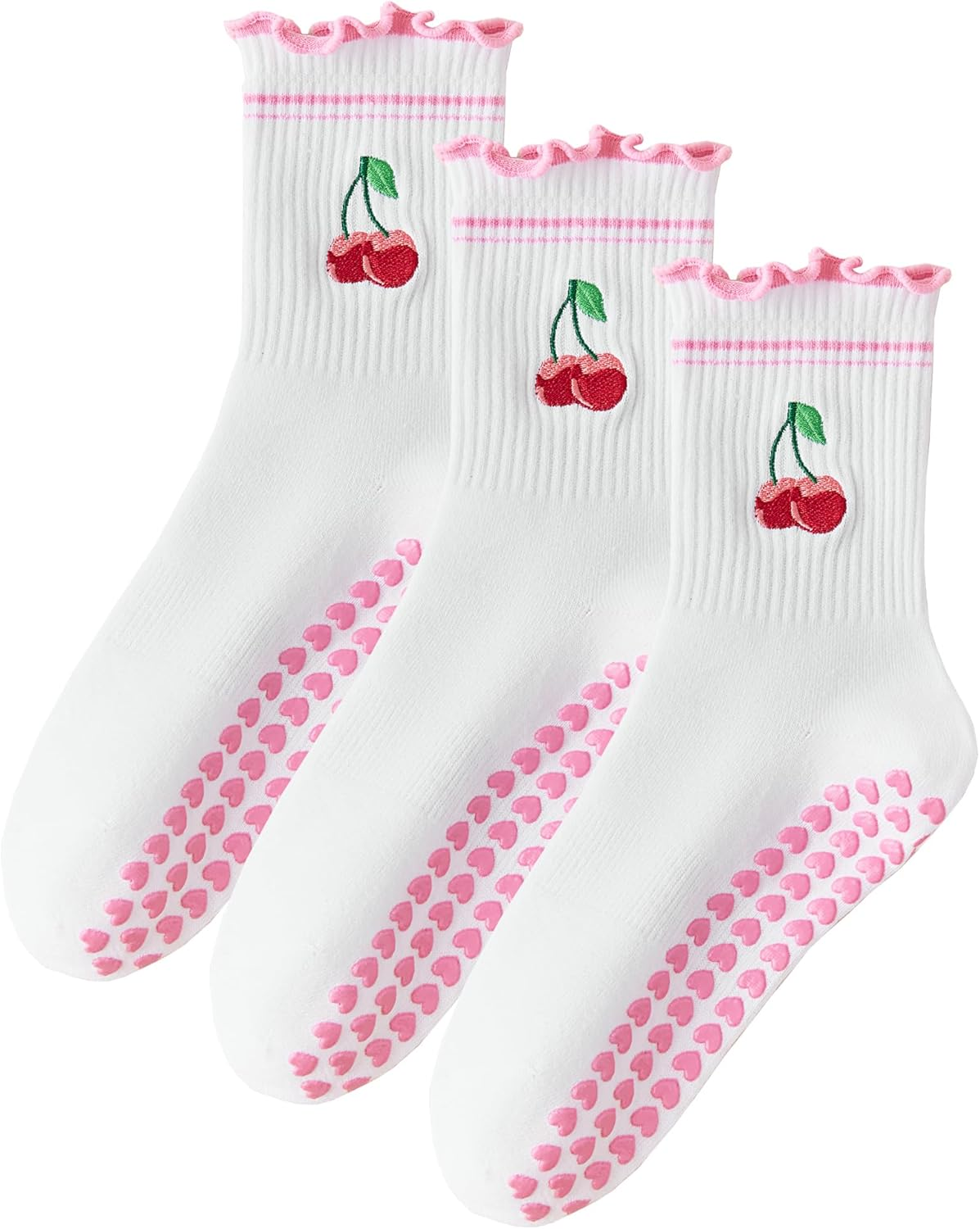 Pilates Socks with Non-Slip Grips Yoga Grippy Barre Workout Athletic Crew Anti-Slip Grip Socks for Women