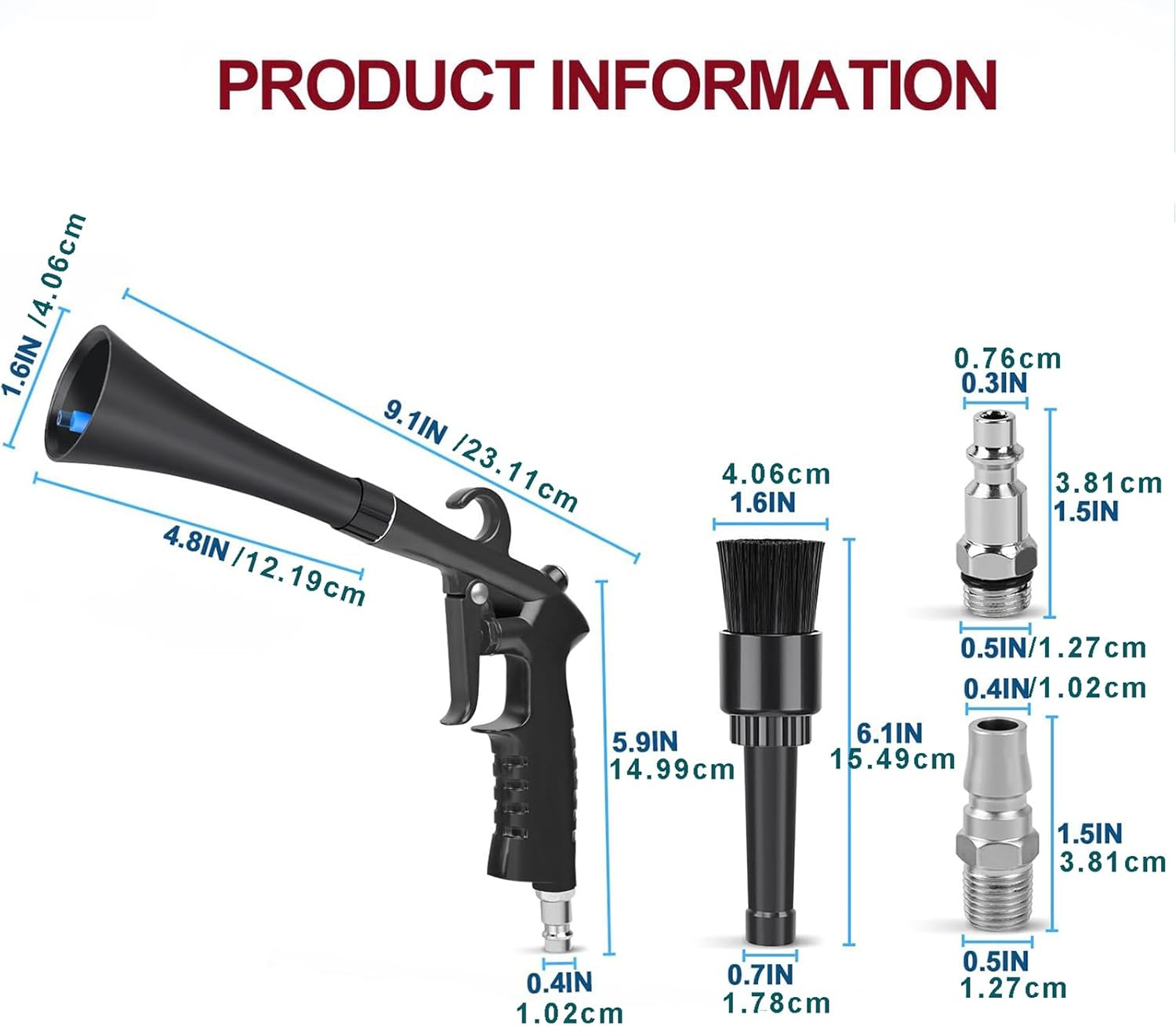 Tornado Dry Cleaning Gun with 3 Connectors, Car Cleaning Gun Detailing Interior Dryer Air Blow Gun, Air Nozzle Blow Gun for Dust Cleaning Car Detailing image number 4