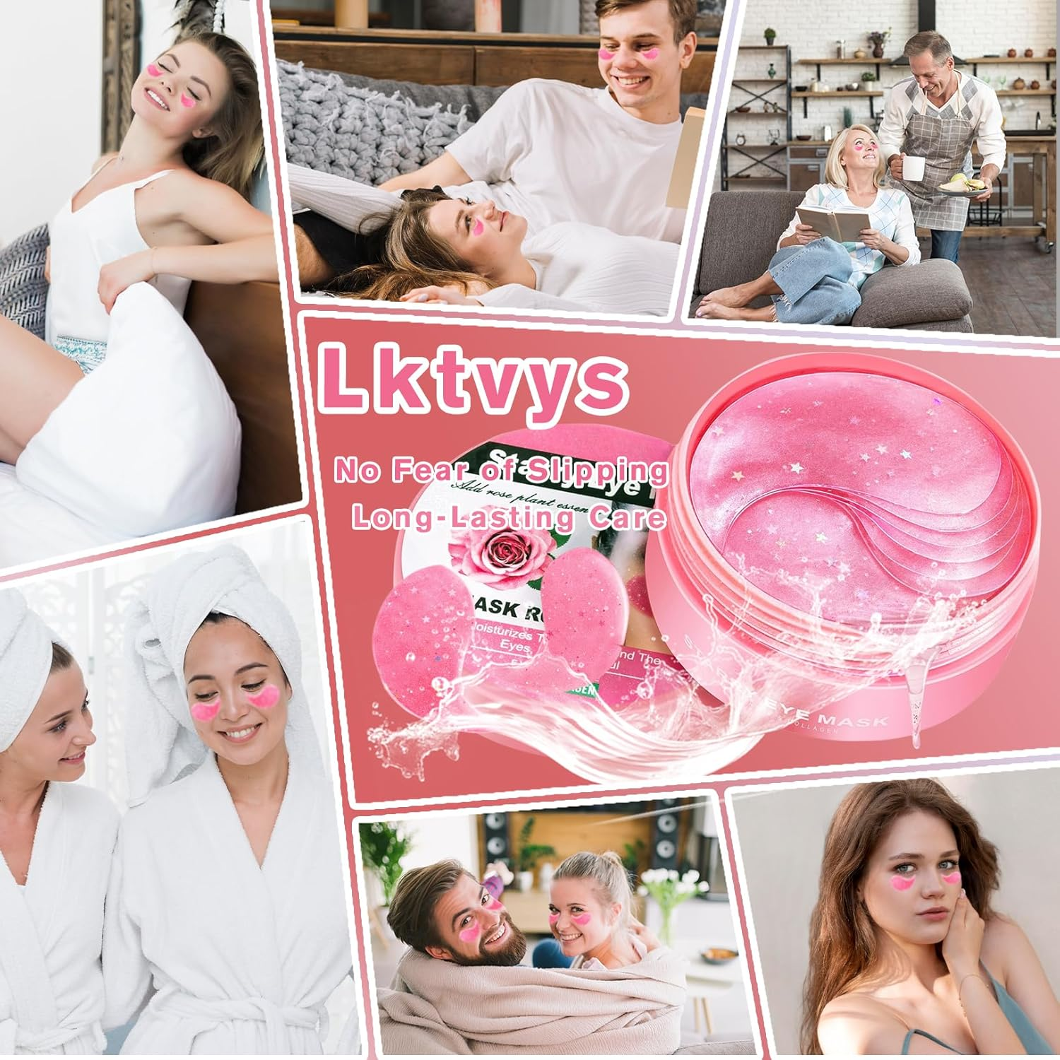 Revitalizing Rose Eye Patches 2-Pack (120 PCS) &ndash; under Eye Patches for Dark Circles & Puffiness | Eye Mask anti Wrinkles, Skin Care for Women & Men - 2, Aloe Vera image number 4