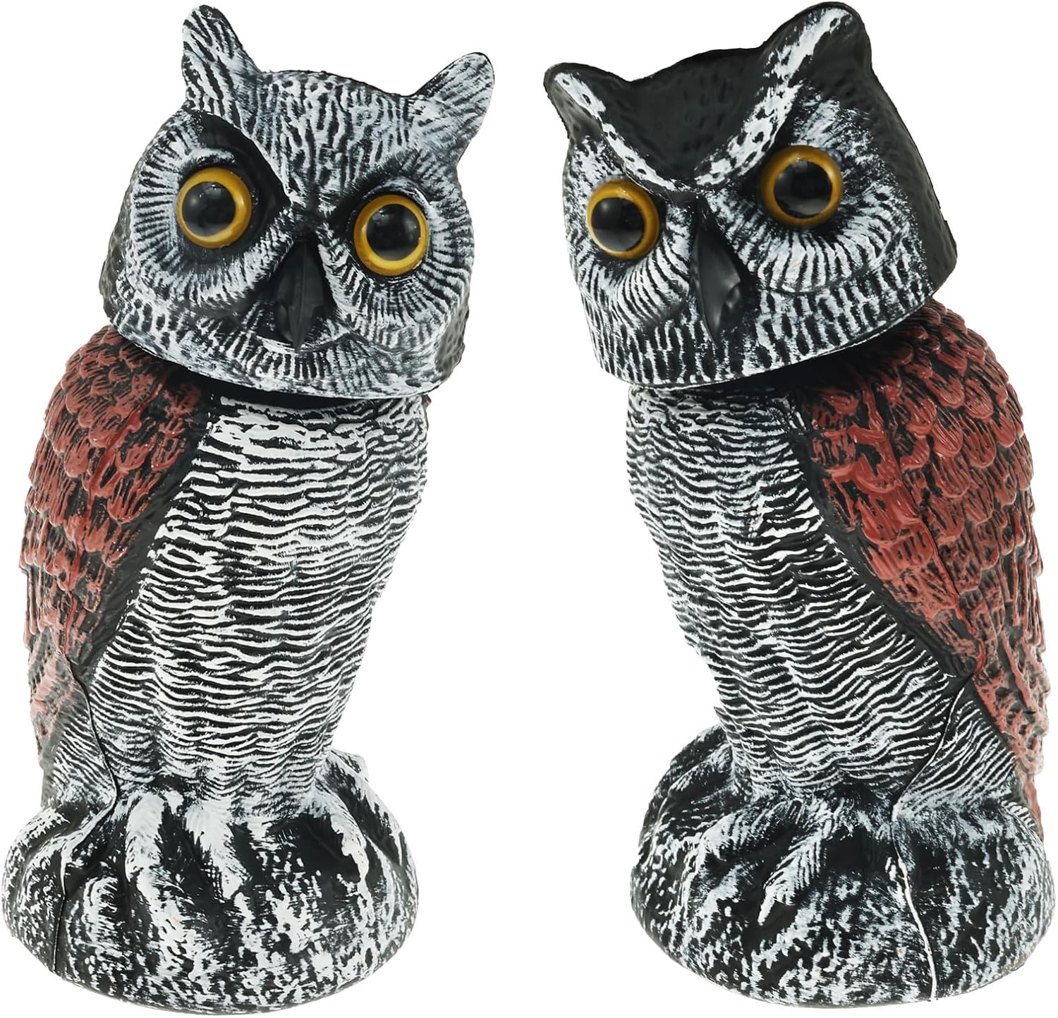 Fake Owl Decoy, Simulation Owl Bird Deterrent with 360&deg; Swivel Head, Scare Birds Plastic Fake Owls Scarecrow to Frighten Birds for Garden Indoor Outdoor, Pest Repellent (2PCS) image number 5