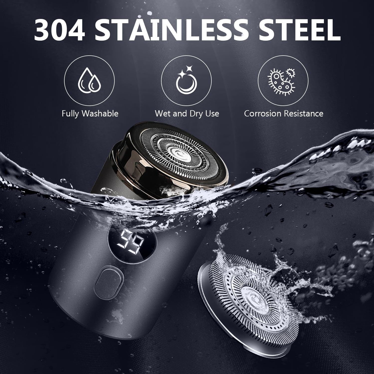 New Upgraded Mens Travel Mini Portable Electric Shaver, USB Charging Razor, LED Power Display Rechargeable Washable Shavers for Office, Business Travel (Gray) image number 3