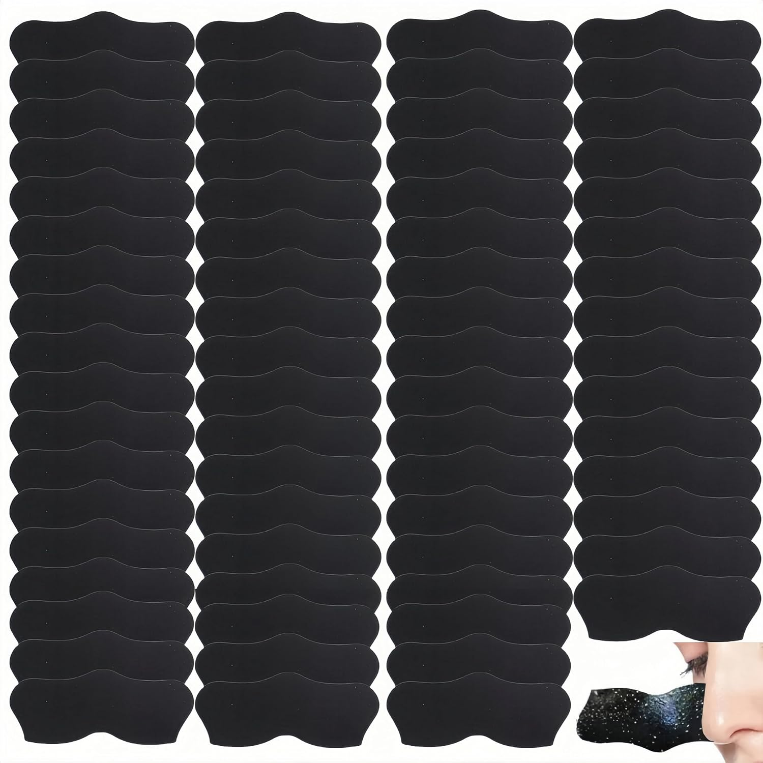 100 Pcs Deep Cleansing Pore Strips,Natural Charcoal Nose Strips,Large Size Nose Pore Strip, Black Head Remover for Face,For with Instant Blackhead Removal and Pore Unclogging image number 1