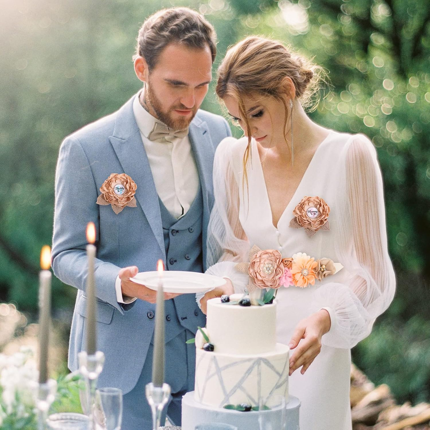 Mommy to Be Sash, Floral Boho Mom to Be Sash for Baby Shower with Mom to Be Corsage Pin Set Light Brown Mom to Be Sash and Pin Pregnancy Sash Boho Baby Shower Decorations for Girl and Boy