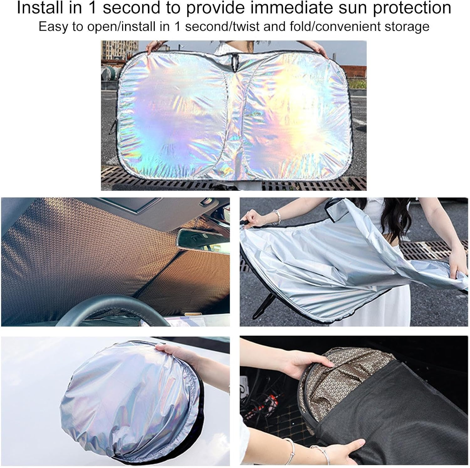 Car Sunshade, Car Windshield Sunshade, Windshield Sunshade for Cars - RV, Truck Car Accessories, Colorful Automotive Windshield Sunshade image number 5
