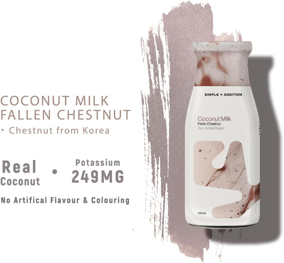 Simple + Addition Coconut Milk | Fallen Chestnut | 12 X 280Ml Glass Bottle. Inc Coconut Water, Refreshing, Potassium Rich Natural Coconut, Zero Added Sugar, Amazing Flavour & Hyper Hydration image number 4