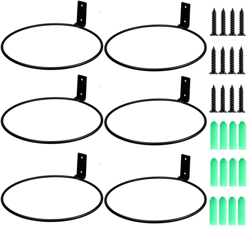 Sivya 6 Pack 4In Flower Pot Holder Ring Wall Mounted Metal Planter Hooks Hangers Wall Bracket image number 3