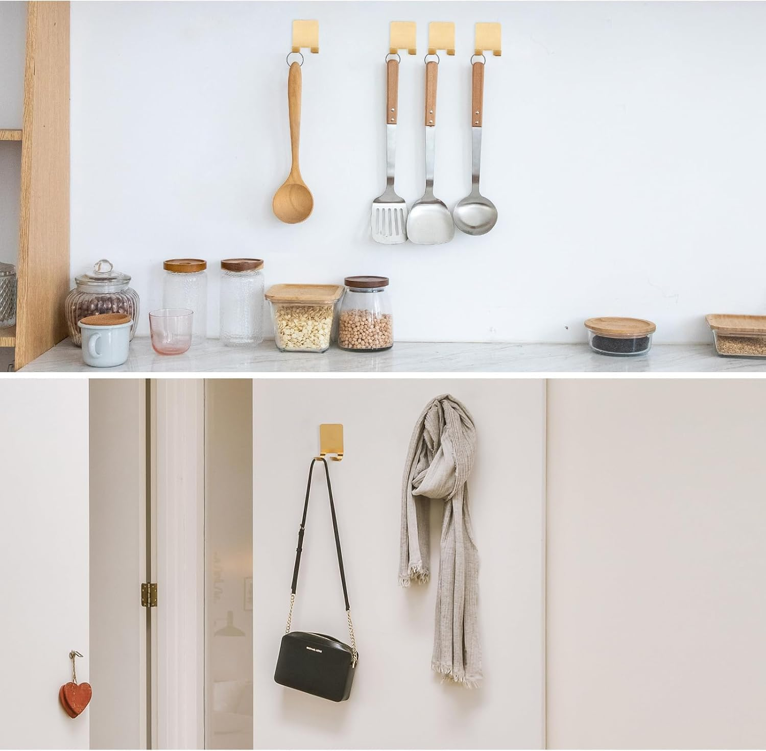 4 Pack Self Adhesive Hooks Waterproof Razor Holder in inside Shower, Metal Heavy Duty Utility Storage Hook.Towel. Loofah Holder for Wall.Hanger Hooks for Bathroom or Kitchen Organisation