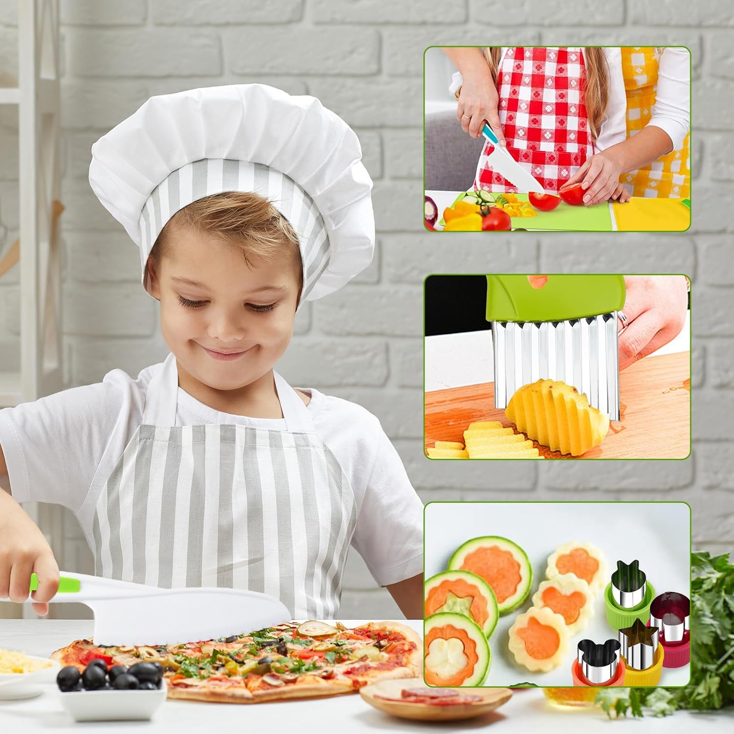 22PCS Kids Knife Set, Kids Montessori Kitchen Tools for Toddler, Children Safe Knife Set for Real Cooking - Christmas Birthday Gifts for Boys Girls image number 2