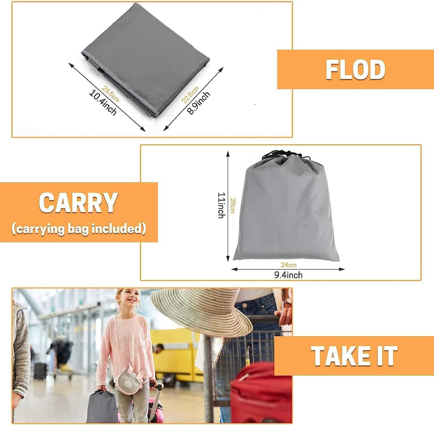 HJB VISSO Toddler Airplane Travel Bed, Airplane Footrest Seat Extender for Kids, Toddler Travel Essentials, Portable Waterproof Seat Extender for Baby (Gray) image number 6