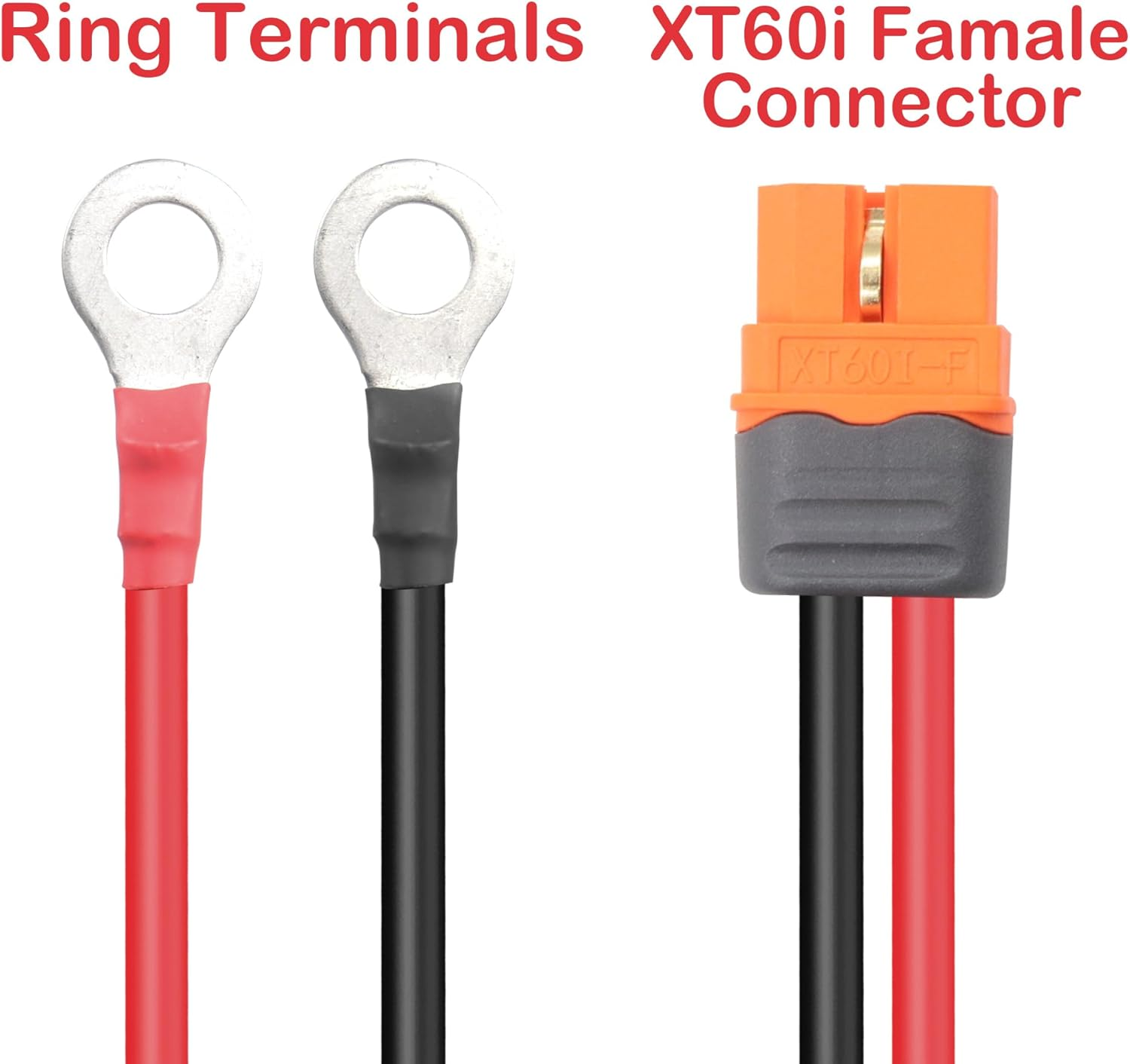 RIIEYOCA XT60I to O Ring Terminal Cable,Xt60I Female to O Ring Connector Cable,With 1M 12AWG Silicon Wire,For RC Lipo Battery FPV Racing Drone(1M/3.3Ft) image number 5