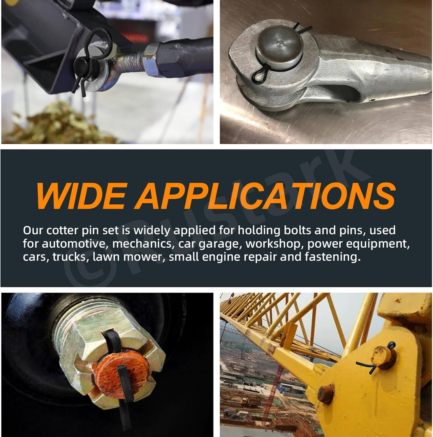 Rustark 100Pcs 16 Sizes M2 M3 M4 M5 M6 M8 M10 M12 Black Cotter Pin Hair Pin Clevis Pin Assortment Kit Zinc Plated R Clips Hair Pins Spring Pin Fasteners Hitch Pin Clips for Automotive Mechanics image number 5