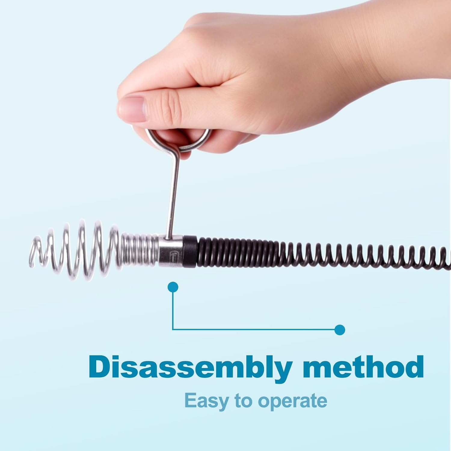 Drain Cleaner Spiral 5 M &ndash; Drain Pipe Cleaning Spiral Diameter 12 Mm, with 6 Pieces Drain Cleaner Cutting Head for Pipe Cleaning with Drill Tip Drain Snake image number 5