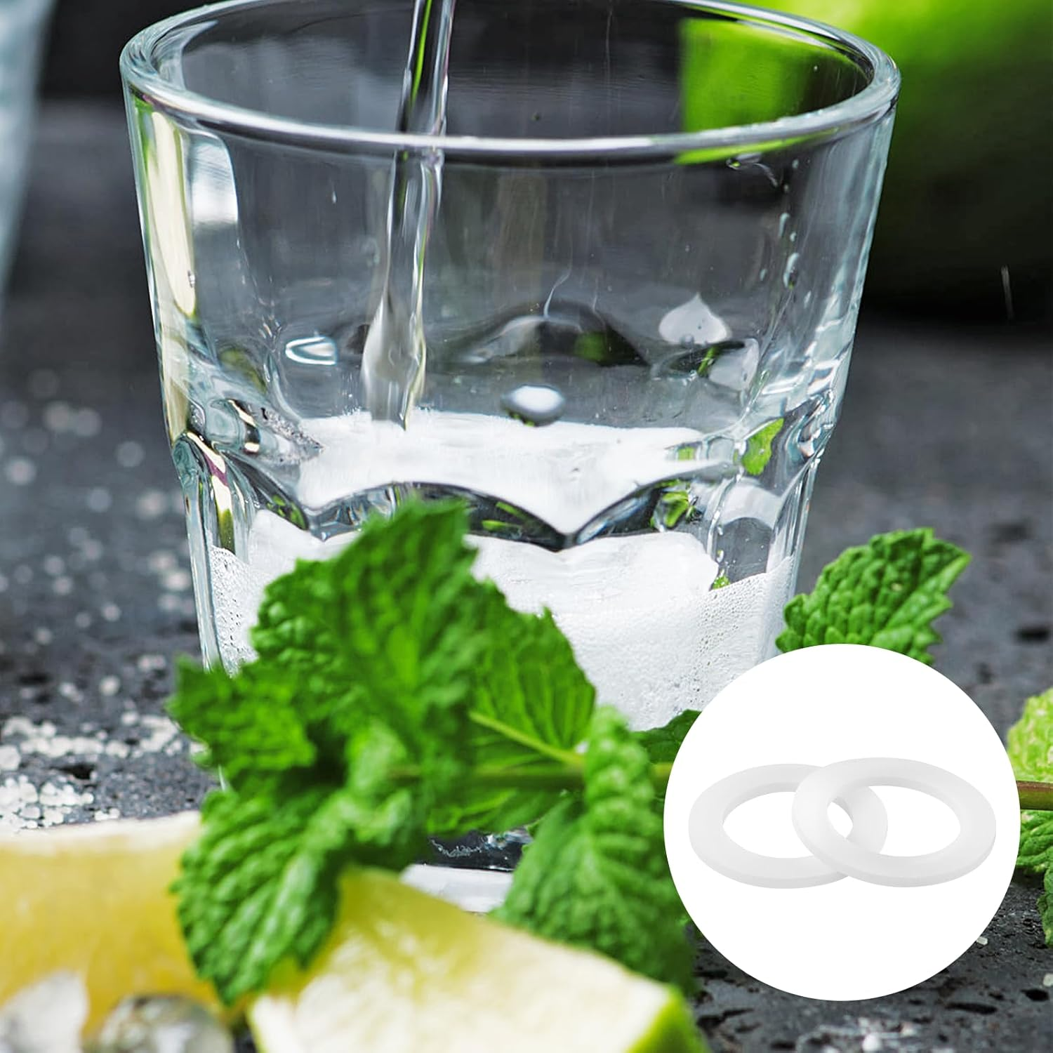 6Pcs Gasket Replacements for Sodastream Bottle, White Silicone Bottle O Ring Compatible with Sodastream Water Bottle Sealing Gasket Replacement for PET Bottle & Plastic Bottle image number 2