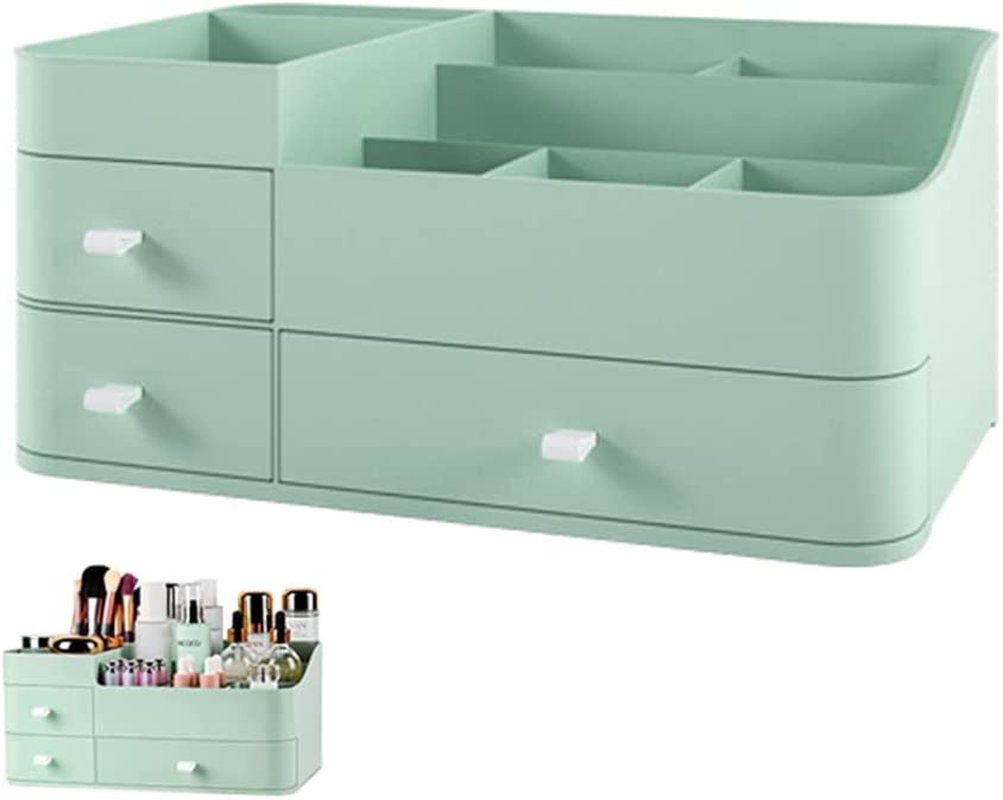FOREVERIE Makeup Organisers Drawers, Plastic Cosmetic Case Storage, 3 Tier Desk Organiser Display, Jewellery Organiser Box for Bathroom, Bedroom and Home Office, Pink