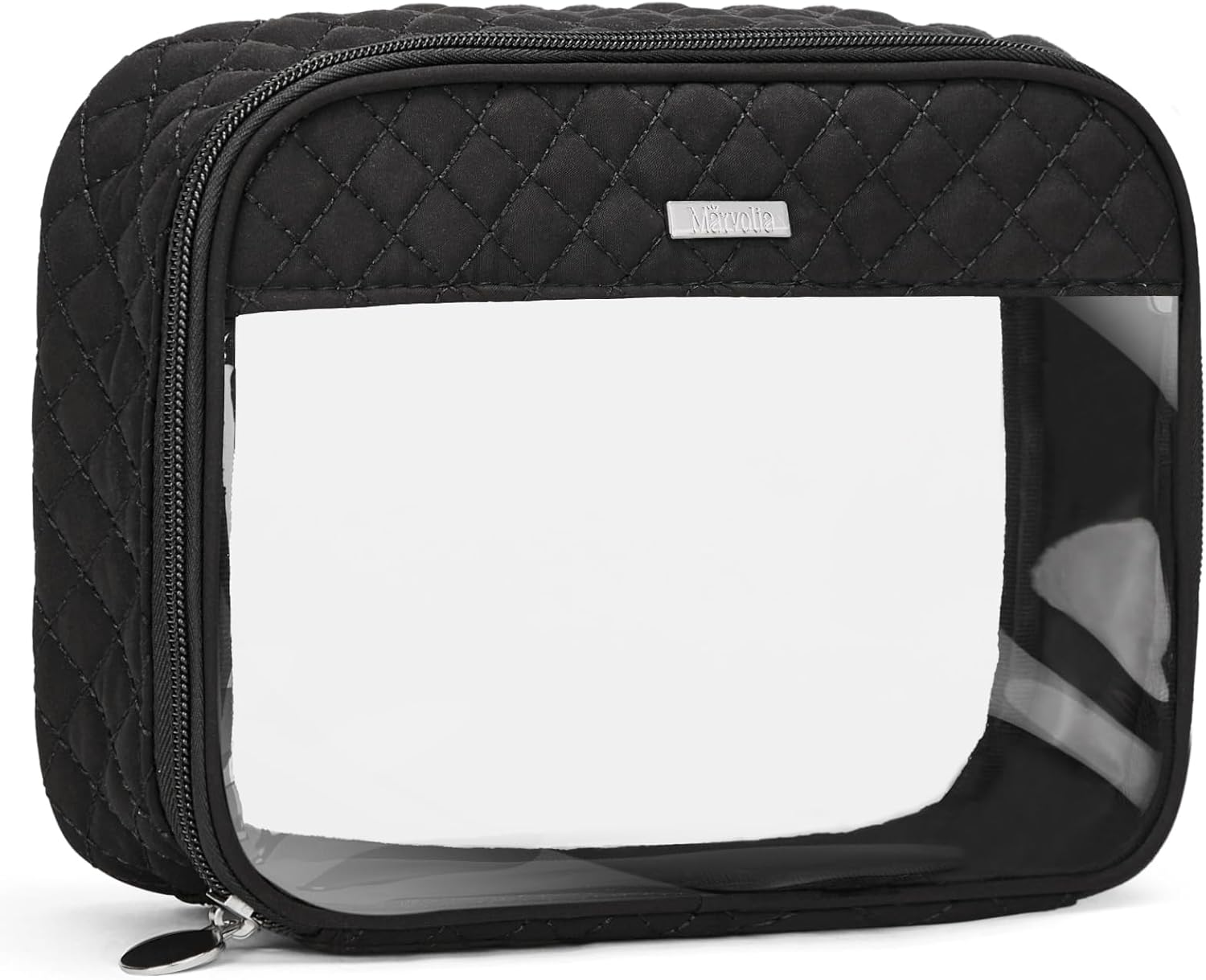 Marvolia Clear Makeup Bag - Travel Clear Toiletry Bag for Women Cosmetic Case Makeup Organizer Zipper Pouch for Travel Essentials, Pink, Small