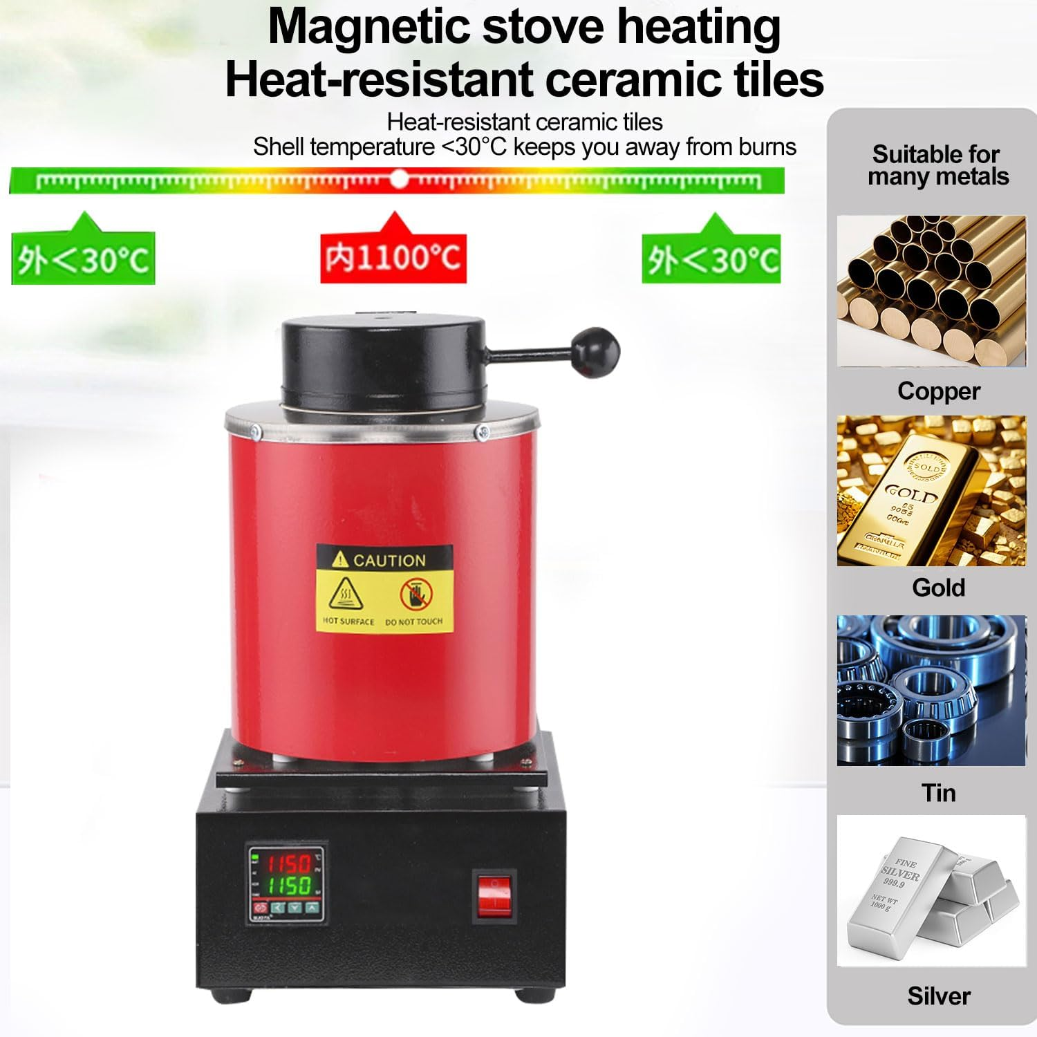 CHAOFLIGHT Gold Melting Pot 3KG Gold Melting Furnace Electric Metal Smelting Machine Resin Jewellery Making Tools for Assaying Gold, Silver, Tin, Aluminum image number 6