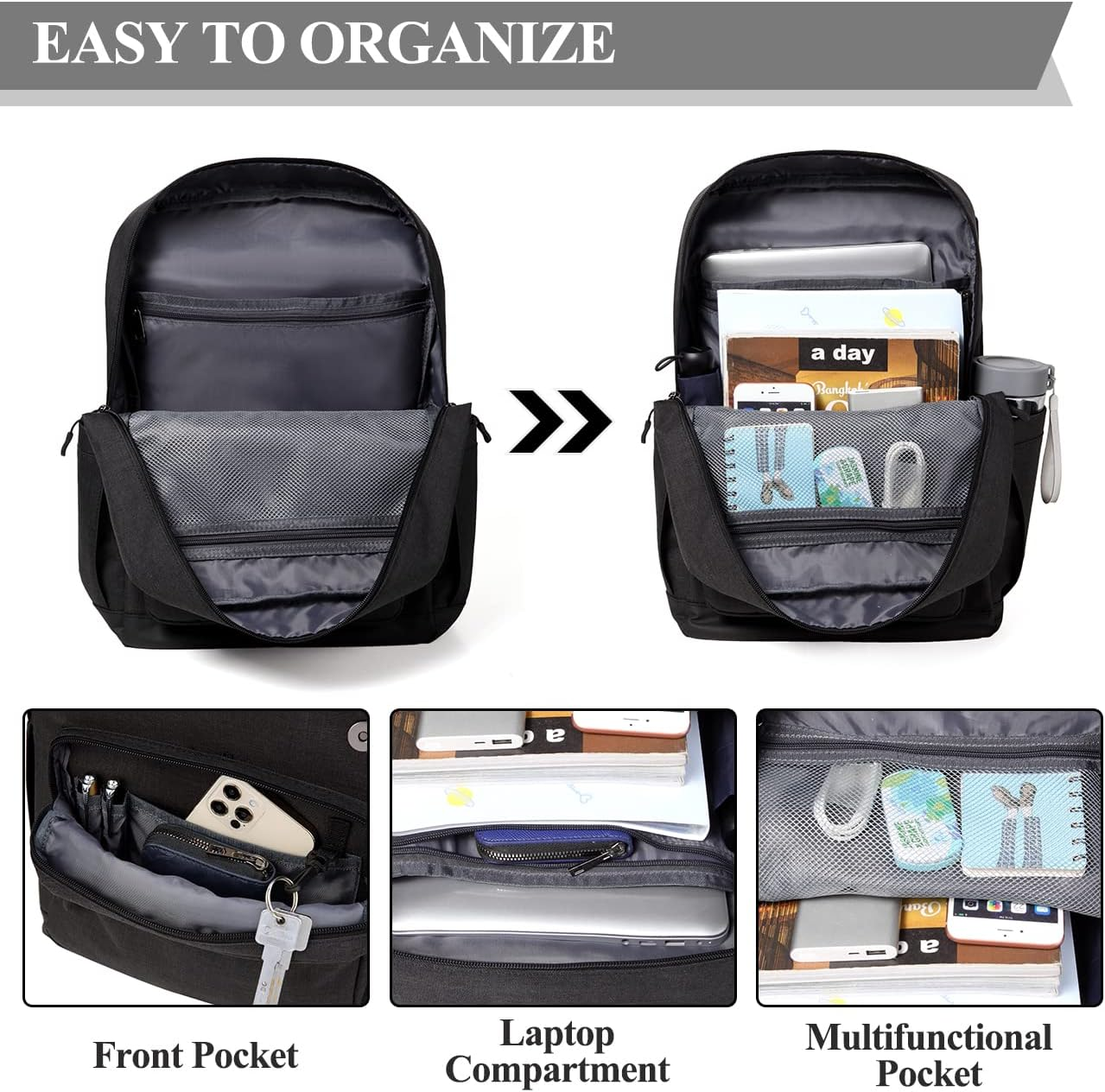 Laptop Backpack for Men Women,Vaschy Vintage Water Resistant Backpack Fit 15.6 Inch Casual Daypack for Business,College,Travel image number 6