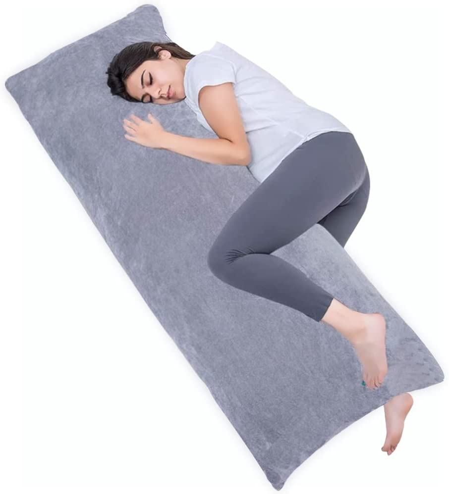 Full Body Pillow for Adults, Long Sleeping, Big Pillows Bed, Firm Large with Velvet Cover, 20X54 Inches (Dark Grey) image number 2