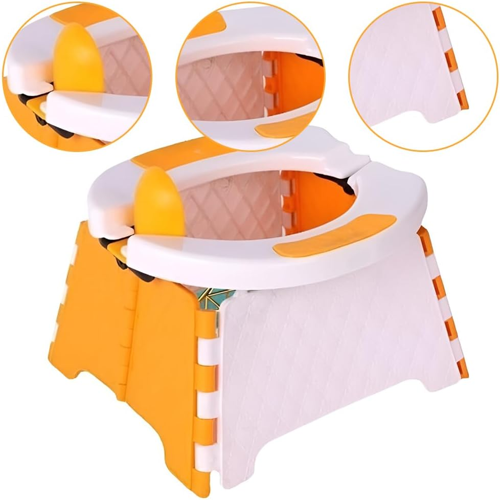 Portable Potty,Foldable Potty Training Seat,Potty Chair,Car Small Toilet,Kids Oldable Urinal,With 30Pcs Trash Bag,For Home, Car, Outdoor,Indoor,Travel, Picni (Orange)
