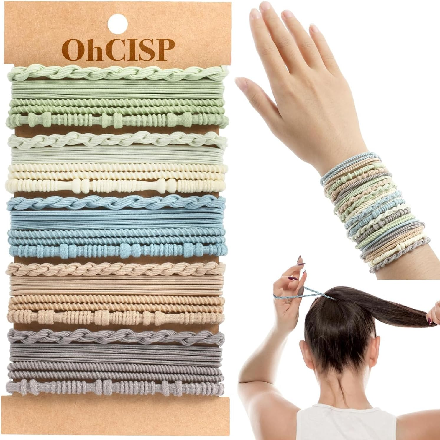 Boho Hair Ties, 20 PCS of 4 Styles Cute Hair Bands for Thick or Thin Hair, No Damage, Pink Elastic Hair Accessories for Girls and Women