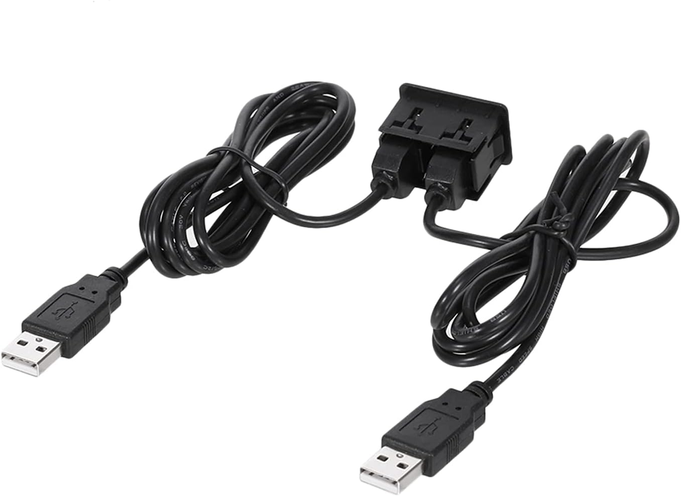 RAYWE 150CM Car Dash Flush Mount Two USB Port Panel Auto Boat Dual USB Extension Cable Adapter Replacement for Volkswagen Toyota image number 1