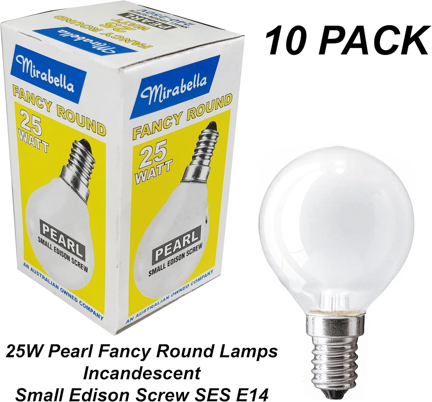 10 X 25W Pearl Fancy round Light Globes Bulbs Lamps E14 Small Screw Incandescent image number 3